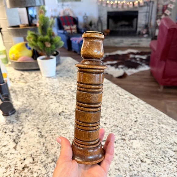 Mid Century wood candlestick holder napkin ring combo - Picture 9 of 13